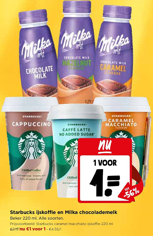 Starbucks ijskoffie en Milka chocolademelk