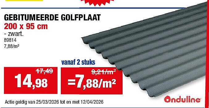 GEBITUMEERDE GOLFPLAAT 200 x 95 cm