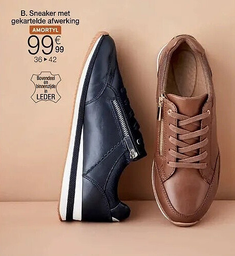 Sneaker met gekartelde afwerking