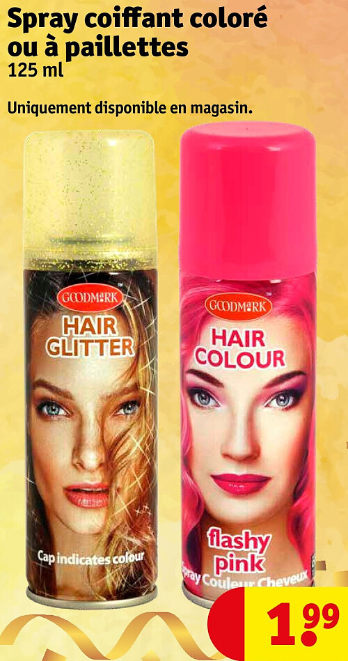 Spray coiffant coloré ou à paillettes 125 ml