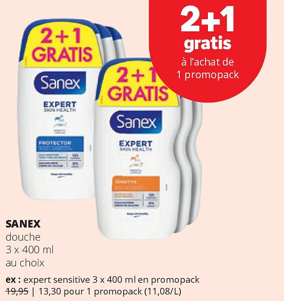 SANEX douche 3 x 400 ml