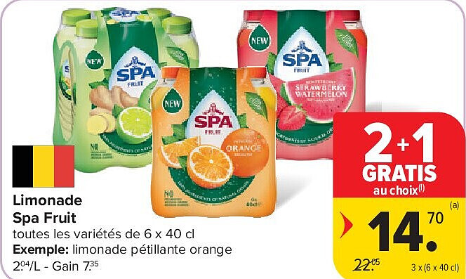 Limonade Spa Fruit 3 x (6 x 40 cl)