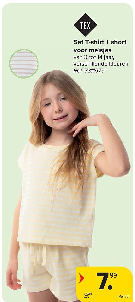 Set T-shirt + short voor meisjes