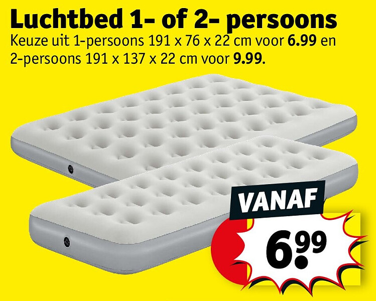 Luchtbed 1- of 2- persoons