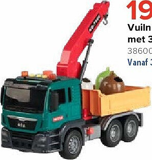 Vuilnisvrachtwagen met 3 vuilbakken 1:12