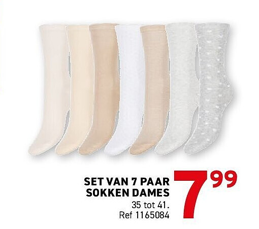 SET VAN 7 PAAR SOKKEN DAMES 35 tot 41. Ref 1165084