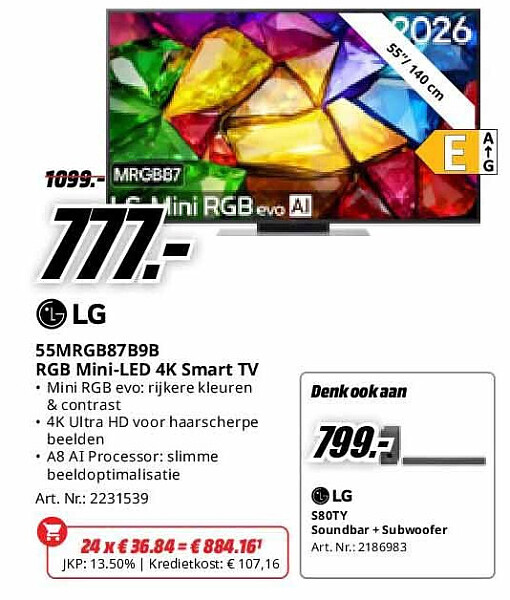 LG 55MRGB87B9B RGB Mini-LED 4K Smart TV