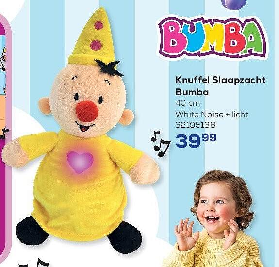 Knuffel Slaapzacht Bumba 40 cm White Noise + licht