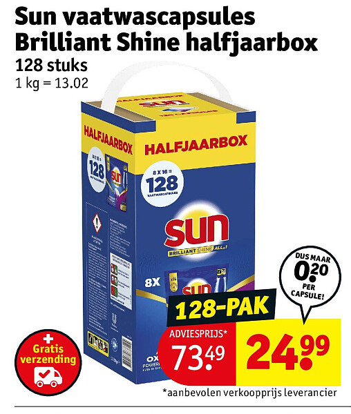 Sun vaatwascapsules Brilliant Shine halfjaarbox