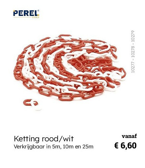 Ketting rood/wit Verkrijgbaar in 5m, 10m en 25m