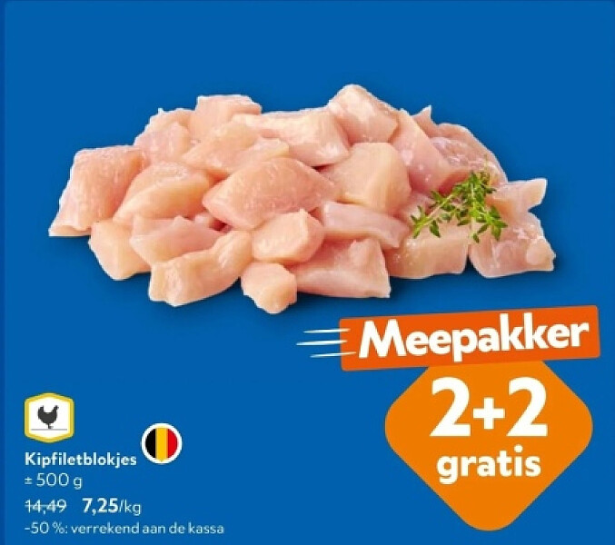 Kipfiletblokjes + 500 g