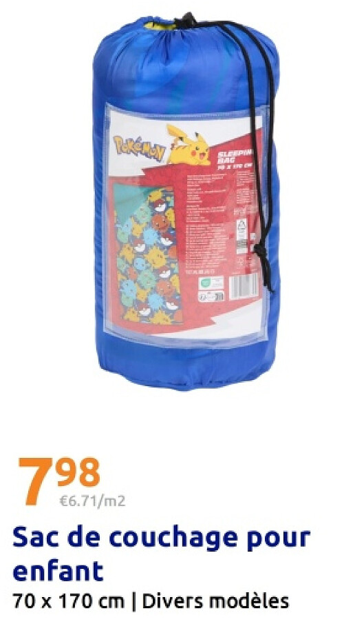 Sac de couchage pour enfant 70 x 170 cm