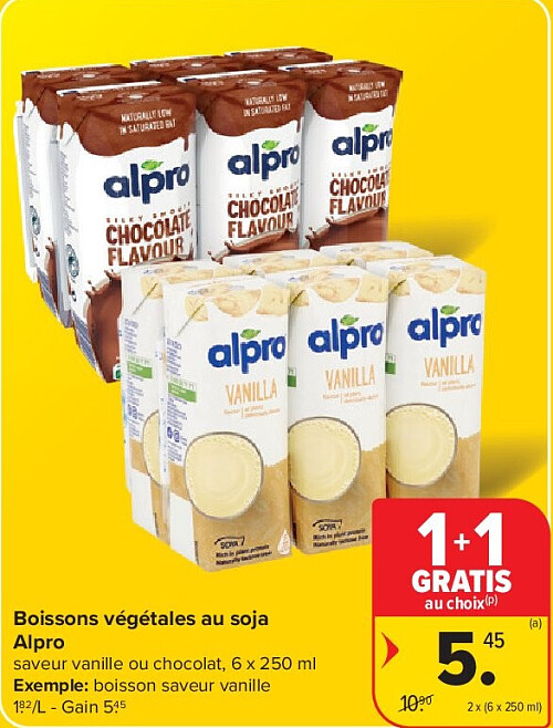 Boissons végétales au soja Alpro 2 x (6 x 250 ml)