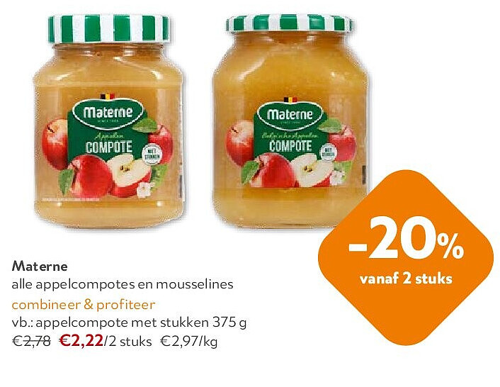 Materne appelcompote met stukken 375 g