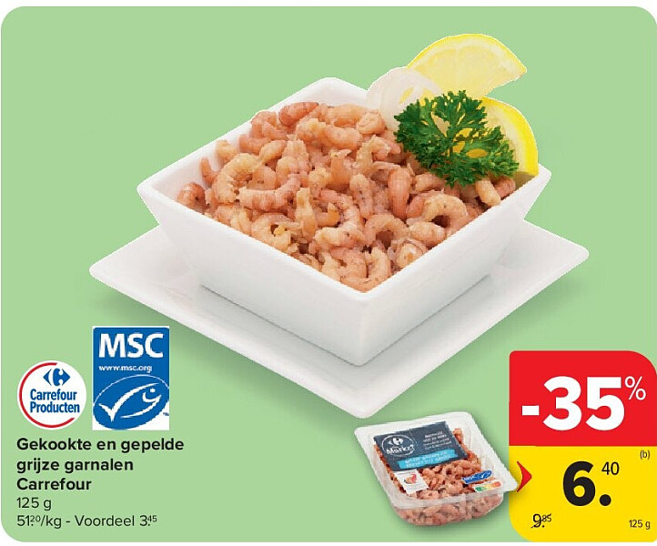 Gekookte en gepelde grijze garnalen Carrefour