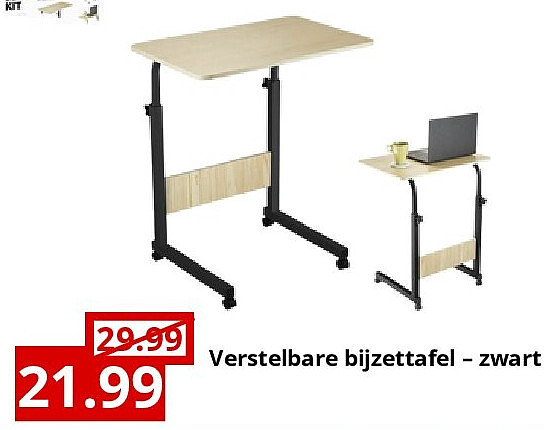 Verstelbare bijzettafel – zwart