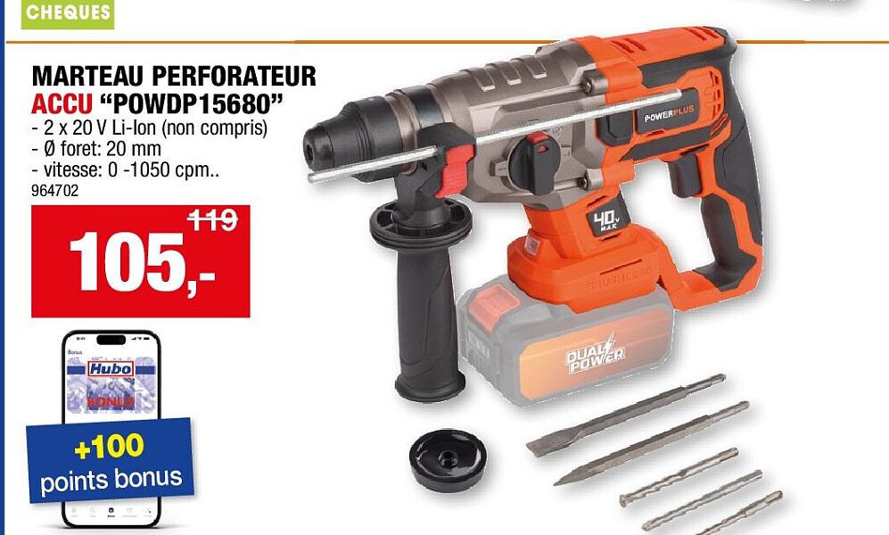 MARTEAU PERFORATEUR ACCU “POWDP15680”