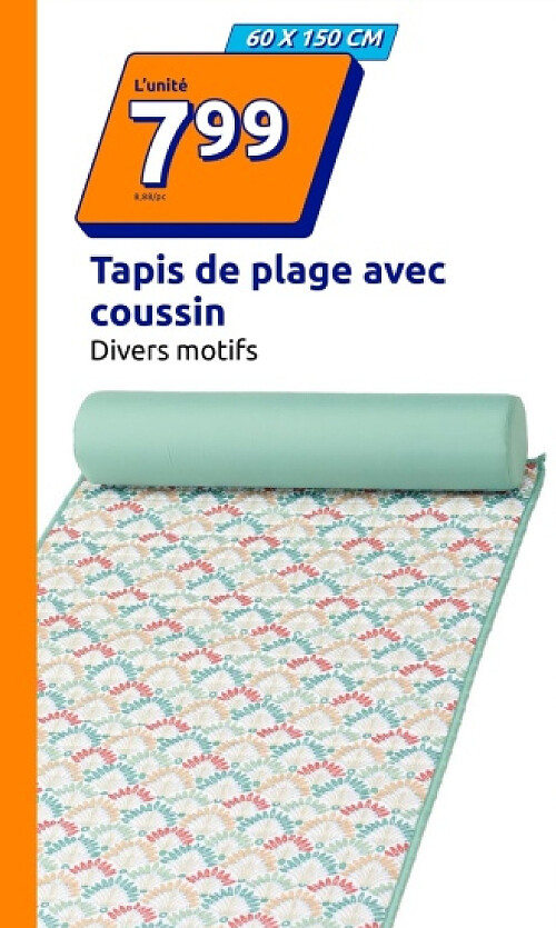 Tapis de plage aveс coussin