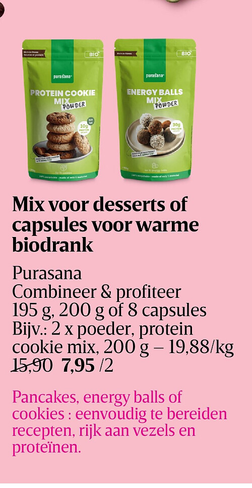 Mix voor desserts of capsules voor warme biodrank