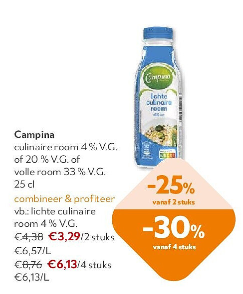 Campina lichte culinaire room 4 % V.G.
