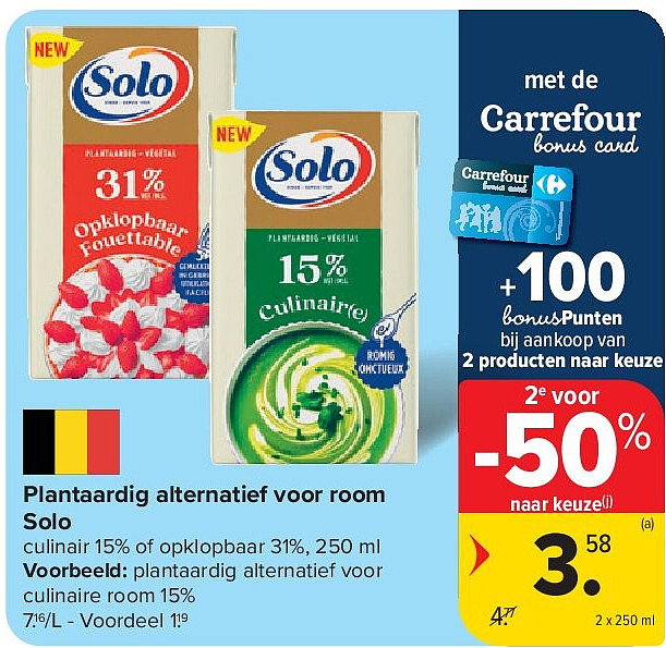 Plantaardig alternatief voor room Solo