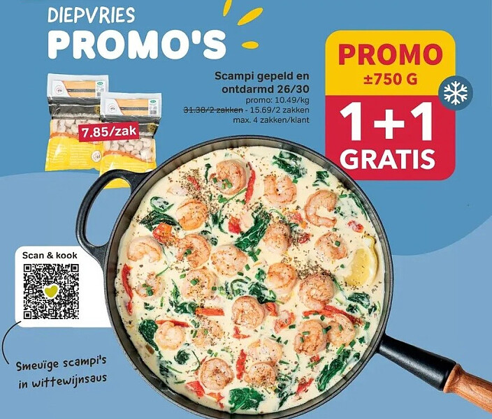 Scampi gepeld en ontdarmd 26/30