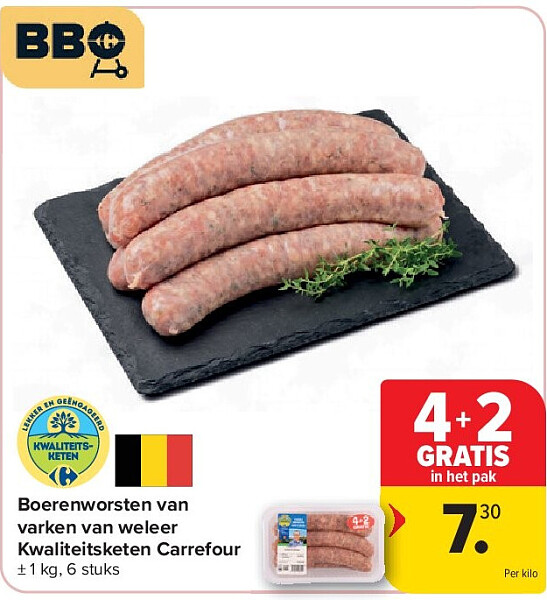 Boerenworsten van varken van weleer Kwaliteitsketen Carrefour