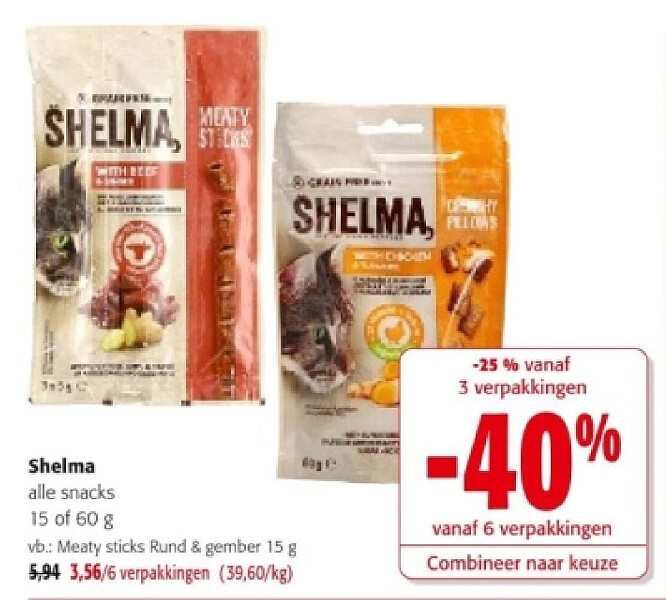 Shelma Meaty sticks Rund & gember 15 g
