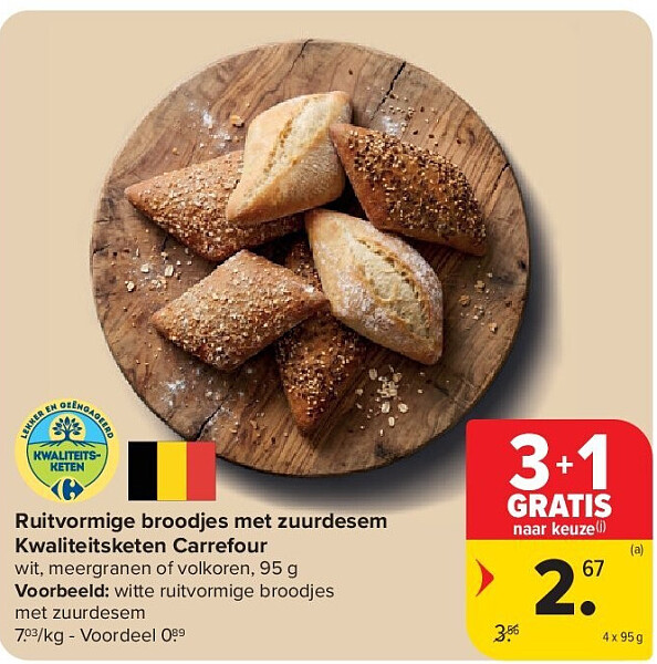 Ruitvormige broodjes met zuurdesem Kwaliteitsketen Carrefour