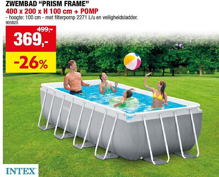 ZWEMBAD “PRISM FRAME” 400 x 200 x H 100 cm + POMP