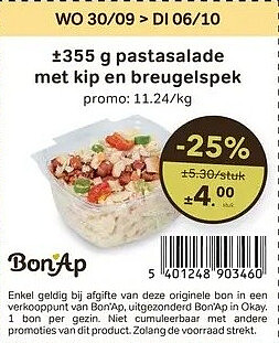 ±355 g pastasalade met kip en breugelspek