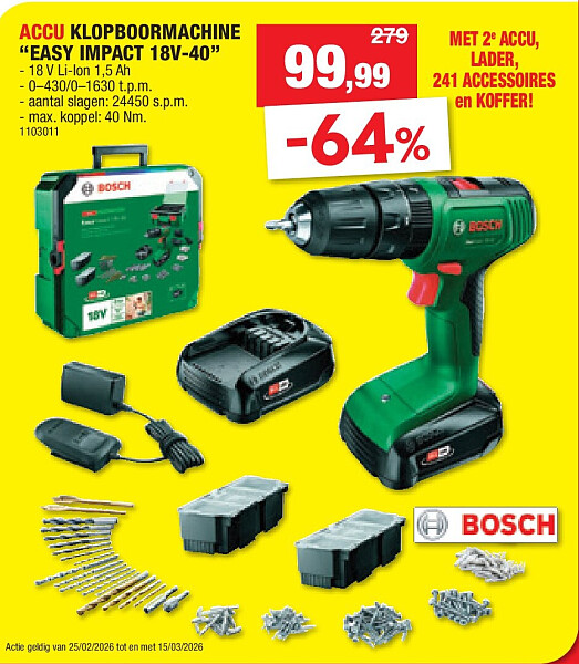 ACCU KLOPBOORMACHINE “EASY IMPACT 18V-40”