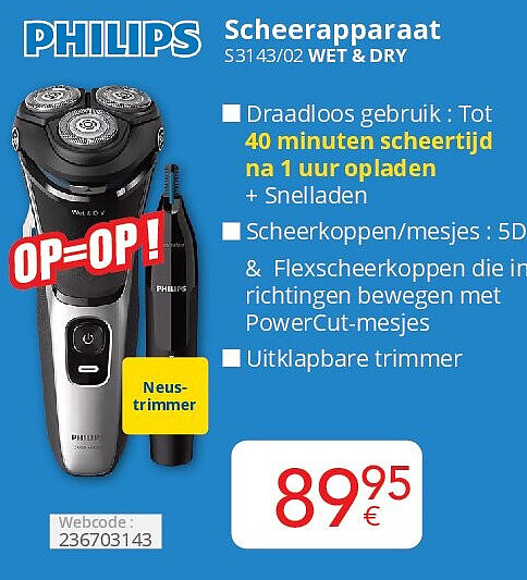 Philips Scheerapparaat S3143/02 WET & DRY