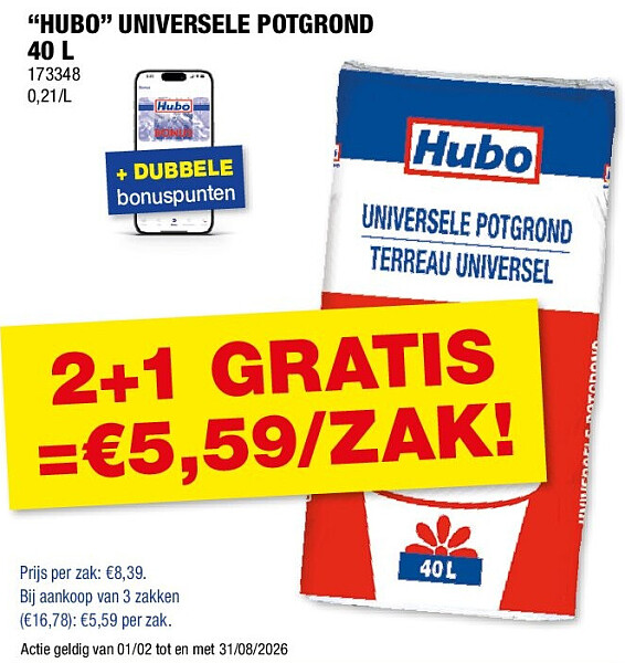 “HUBO” UNIVERSELE POTGROND 40 L