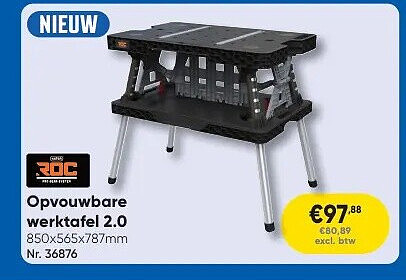 Opvouwbare werktafel 2.0 850x565x787mm Nr. 36876