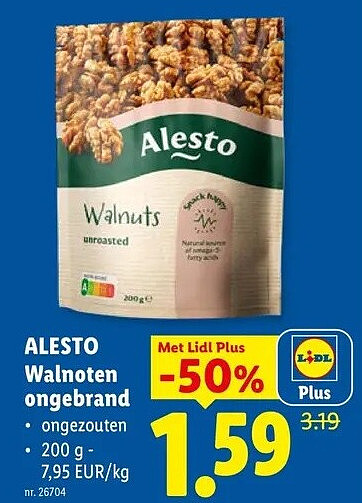 Walnoten ongebrand