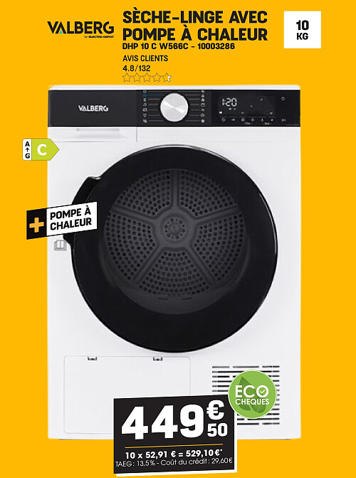 SÈCHE-LINGE AVEC POMPE À CHALEUR DHP 10 C W566C