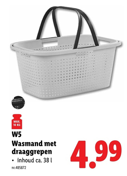 Wasmand met draaggrepen