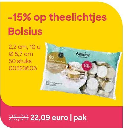 -15% op theelichtjes Bolsius