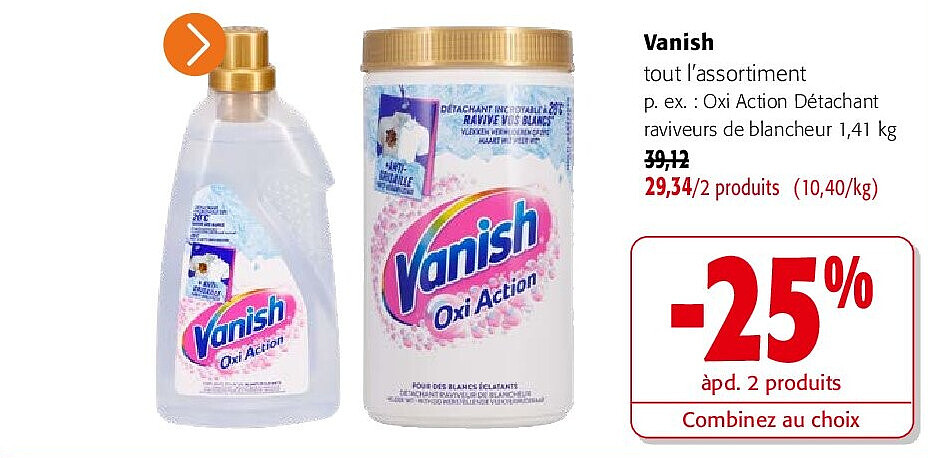Vanish tout l’assortiment