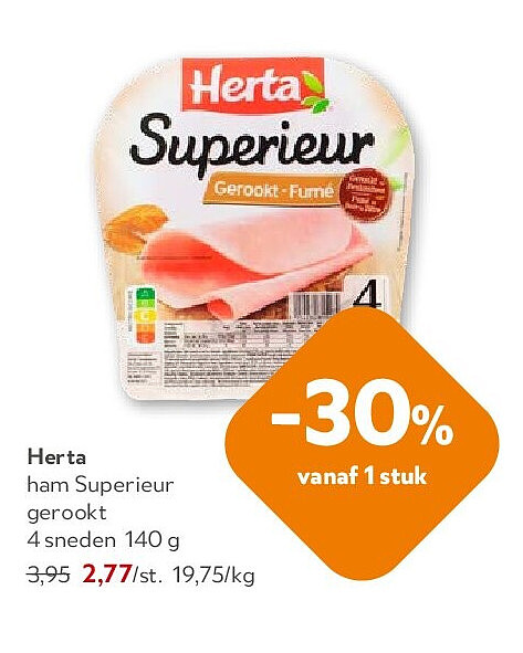 Herta ham Superieur gerookt 4 sneden 140 g