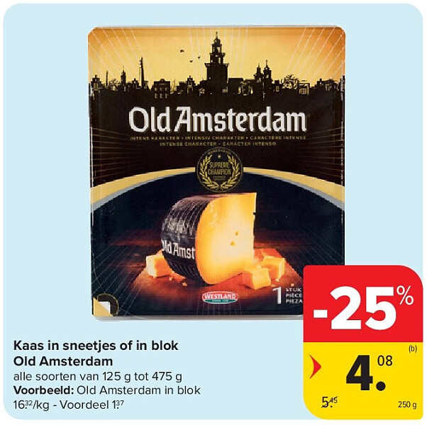 Kaas in sneetjes of in blok Old Amsterdam