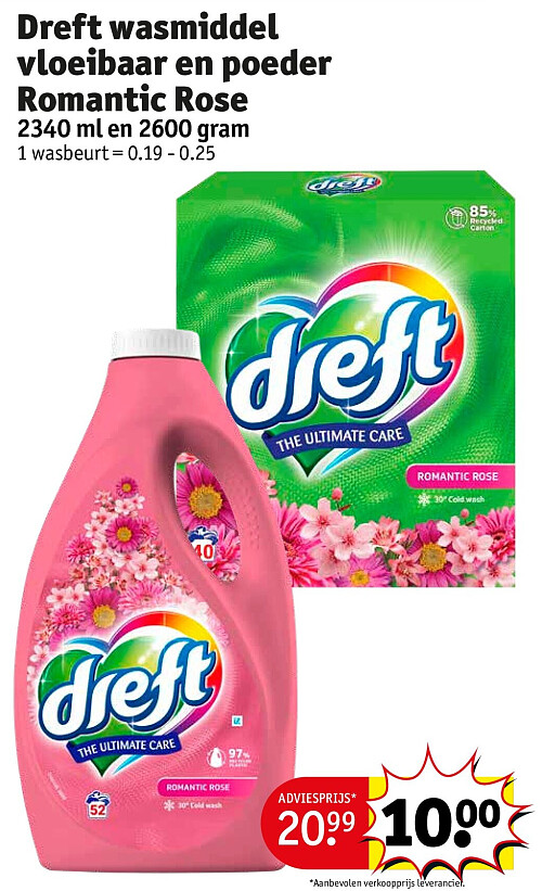 Dreft wasmiddel vloeibaar en poeder Romantic Rose