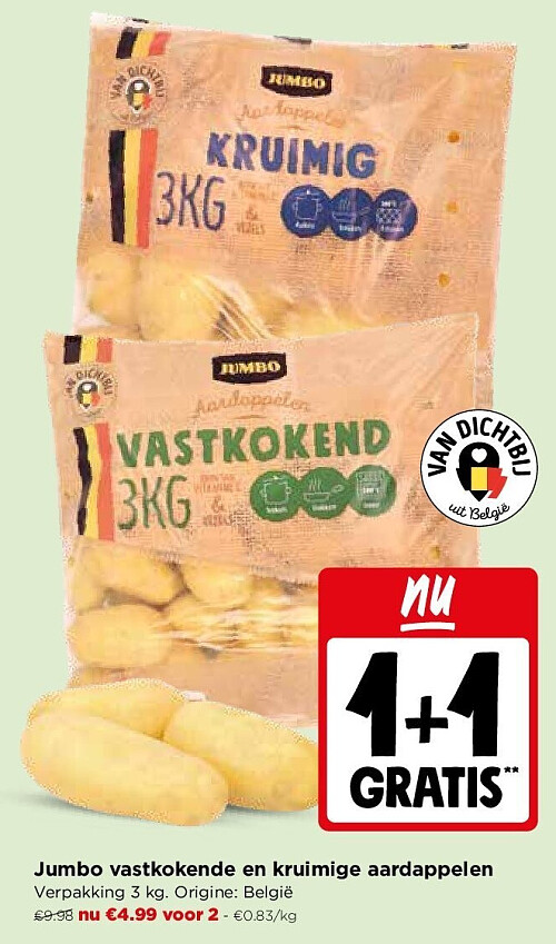 Jumbo vastkokende en kruimige aardappelen