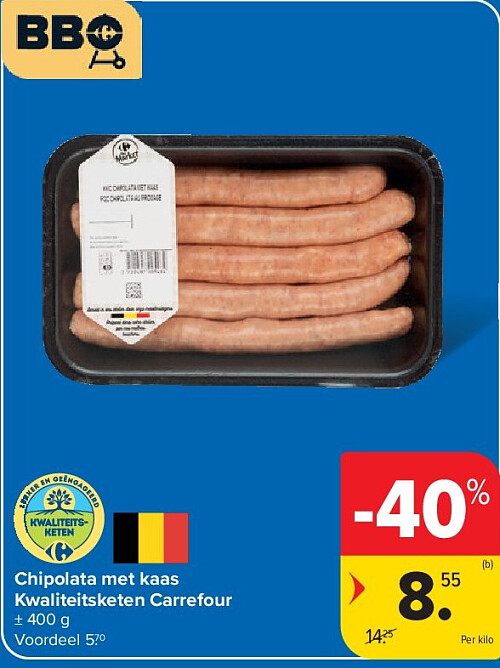 Chipolata met kaas Kwaliteitsketen Carrefour