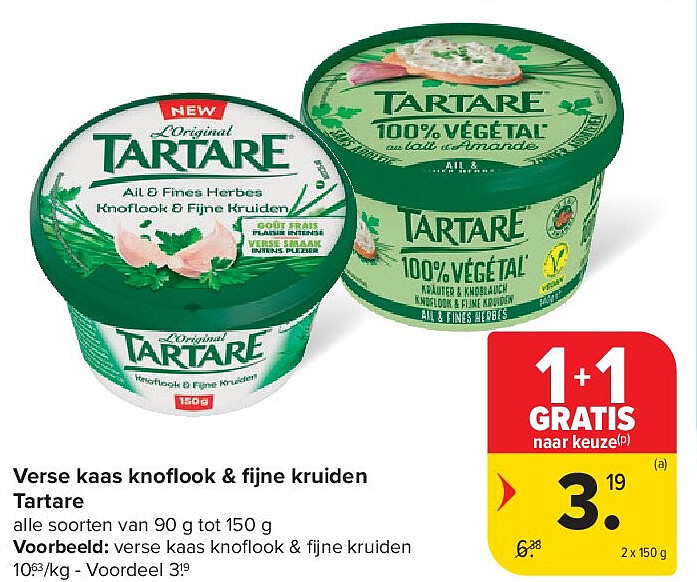 Verse kaas knofl ook & fijne kruiden Tartare