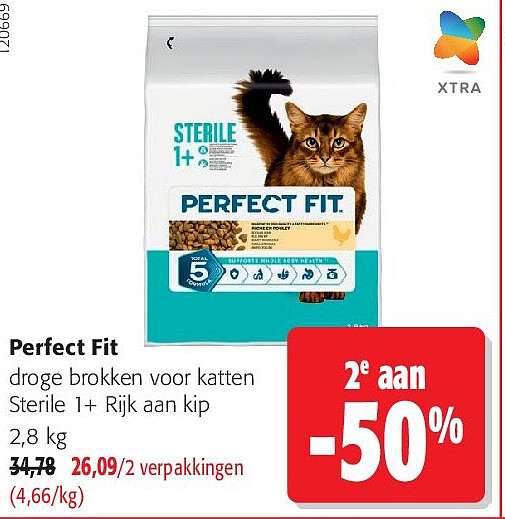 Perfect Fit droge brokken voor katten Sterile 1+ Rijk aan kip 2,8 kg