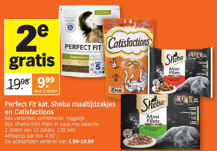 Perfect Fit kat, Sheba maaltijdzakjes en Catisfactions