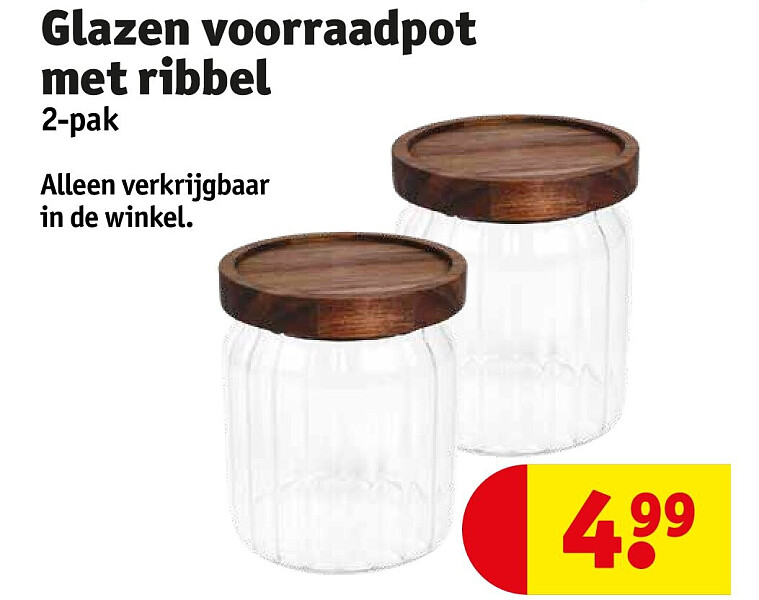 Glazen voorraadpot met ribbel
