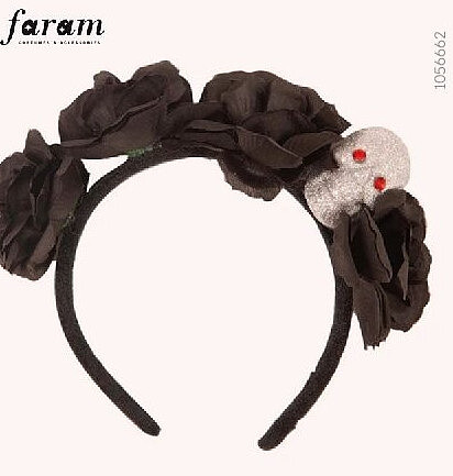 Diadeem Bloemen Zwart